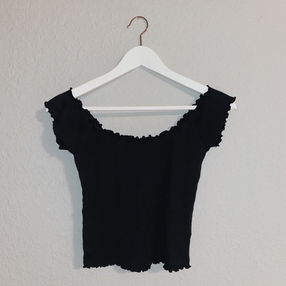 Urban Outfitters Black Off The Shoulder Tee